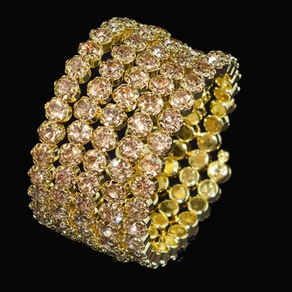 5 Row Topaz Crystal Rhinestone Memory Wire Wrap Bracelet